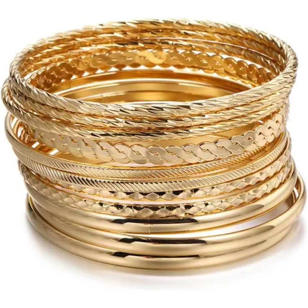 19 count  Bangle Bracelets Set for Women Boho Multi Layer Stack Textured Bracelets Indian Chunky Bangle Bracelet for Women Teen