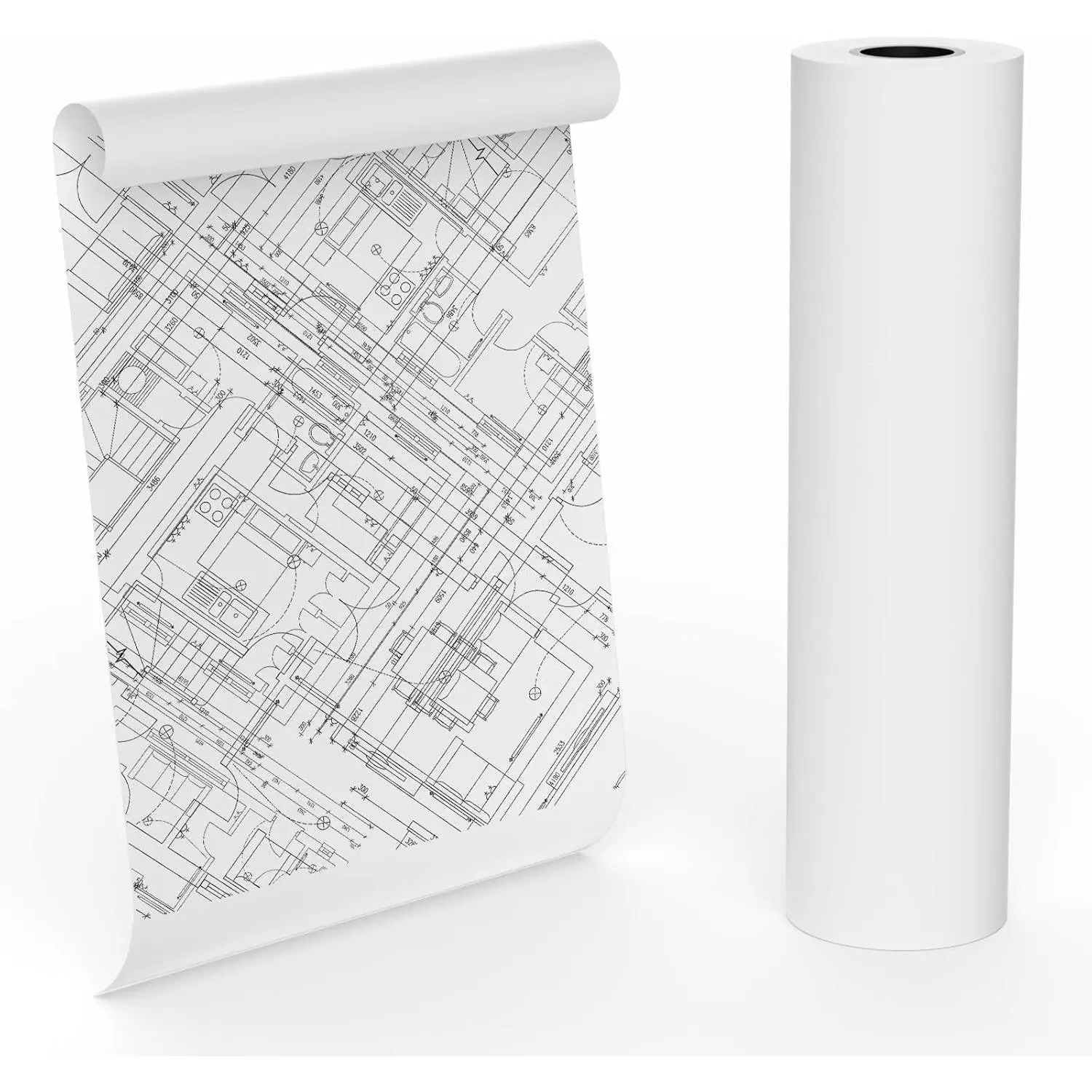 Wide Format CAD Bond Plotter Paper Rolls 36 in x 150 ft, 1 Roll with 2" Core for CAD Drawings, Engineering Plans, GIS Maps & Architectural Designs