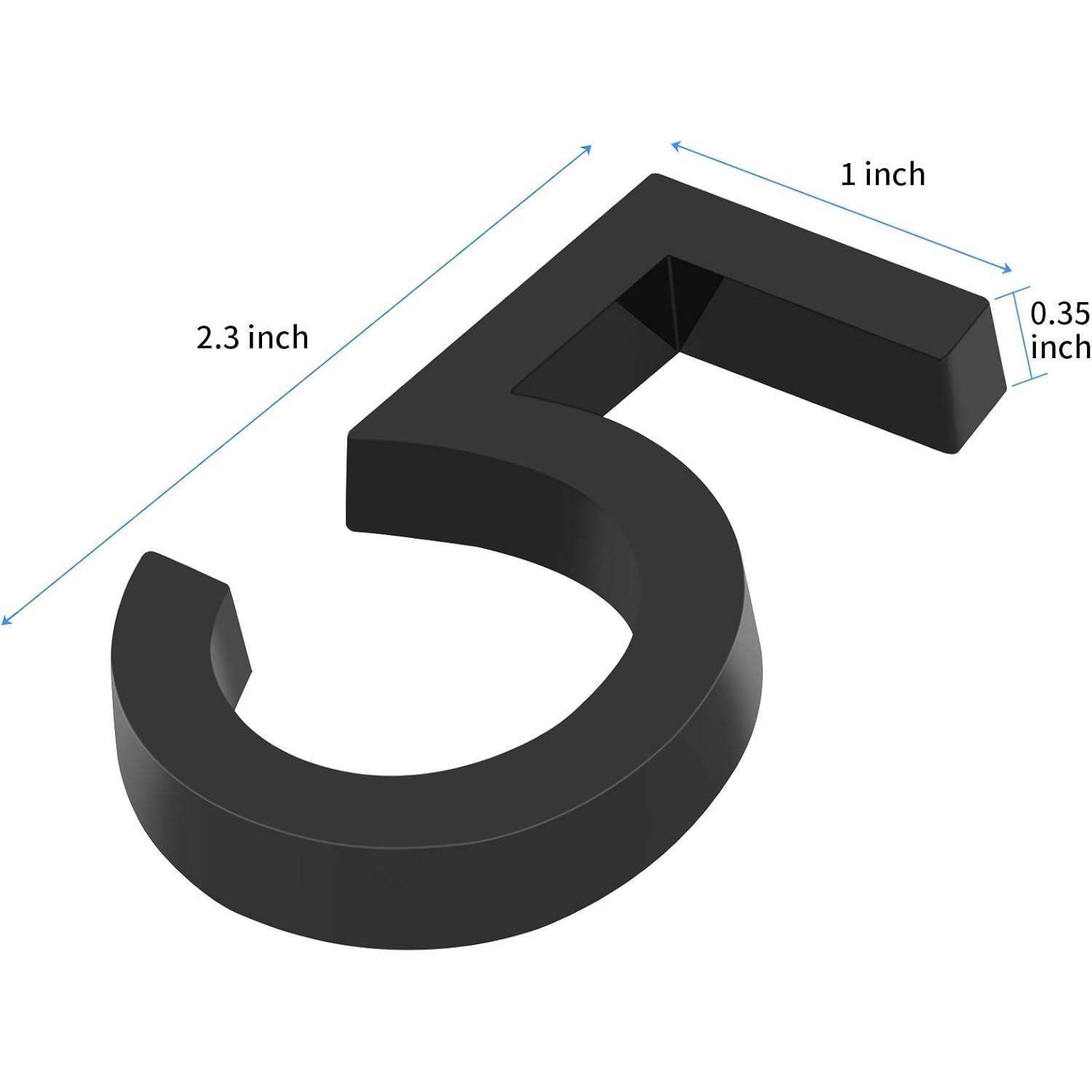 Self Adhesive Mailbox Numbers, Door Address Number Stickers for Office Room, Raised  Effect, Chrome Plated (2.36" 10 Pack (0-9), Black)