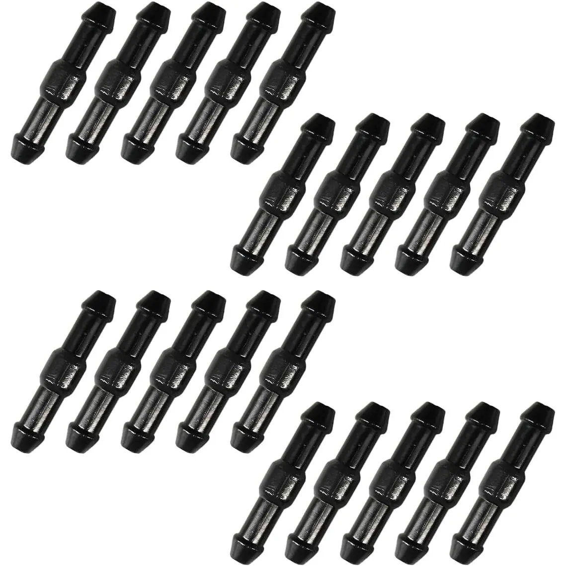 20-Count Nylon I-Shaped Windshield Washer Hose Connectors, 2-Way Auto Wiper Hose Adapter for Leak Repair, Black Washer Nozzle Tube Fitting Splitter (Bulk Pack)
