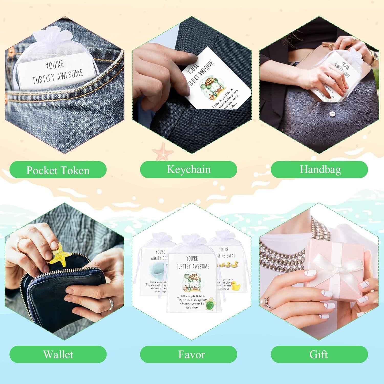 Set of 30 Employee Appreciation Gifts Bulk for Coworkers, Thank You Staff Gift with Animal Pun Note Cards, Greeting Card, Message Card, Quality Materials Funny Resin Ducks Stars Whales Turtles Owls Favors, Durable Card