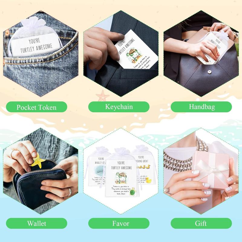 Set of 30 Employee Appreciation Gifts Bulk for Coworkers, Thank You Staff Gift with Animal Pun Note Cards, Greeting Card, Quality Materials Funny Resin Ducks Stars Whales Turtles Owls Favors, Durable Card