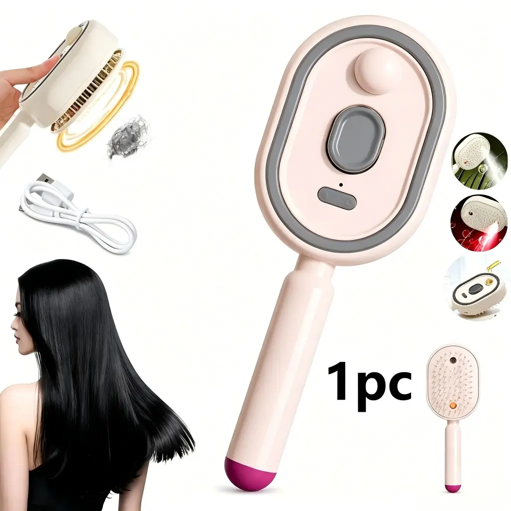 Self-Cleaning Spray Massage Comb, USB Rechargeable, Anti-Static, Hair Care Brush, Ideal Gift for Friends and Mom, Perfect for Birthdays