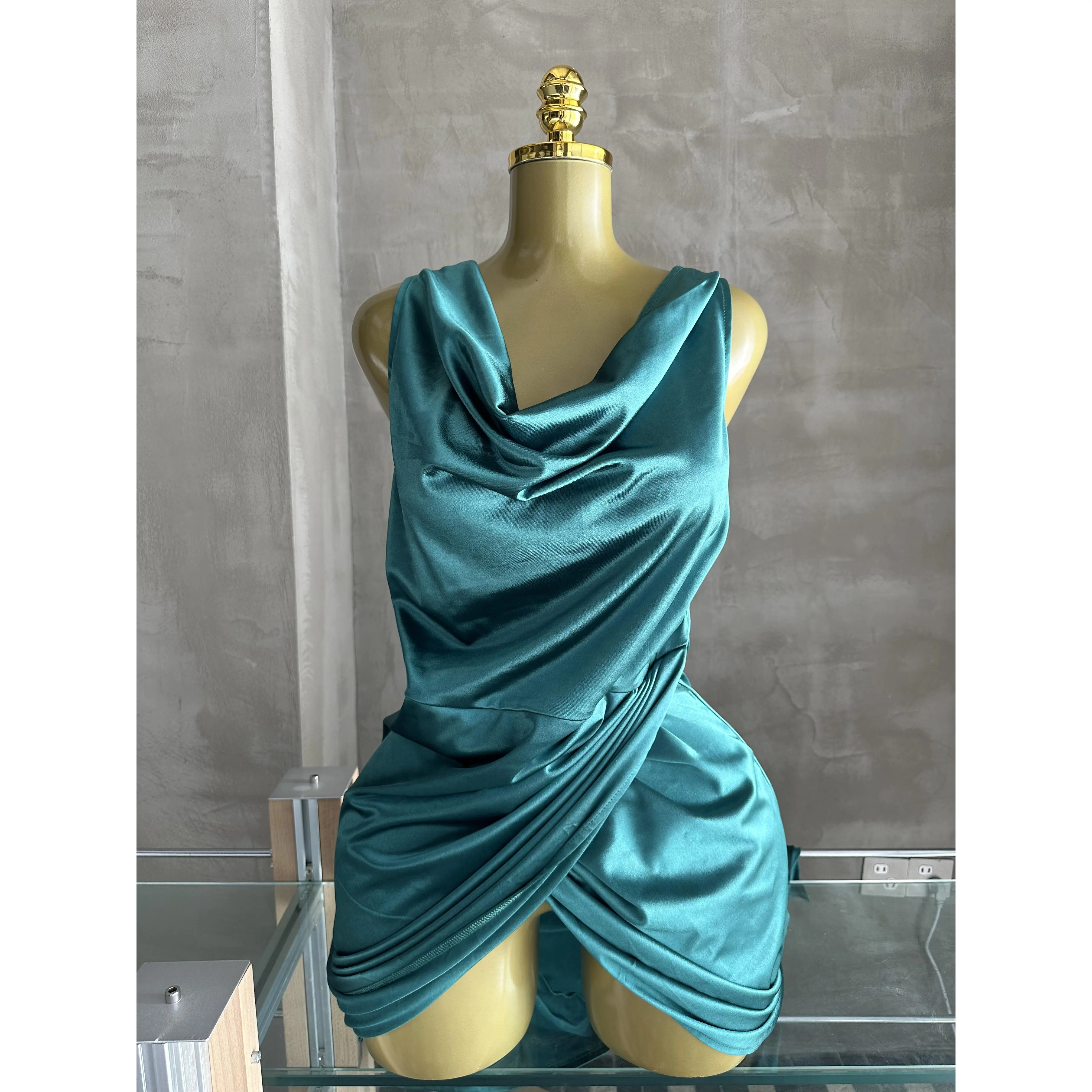 Women's Formal V-Neck Maxi Gown, a Figure-Flattering Knitting Design with a Thigh-High Hem for a Wedding Guest or Night Out, Wedding Guest Dresses, Dress For Wedding Guest