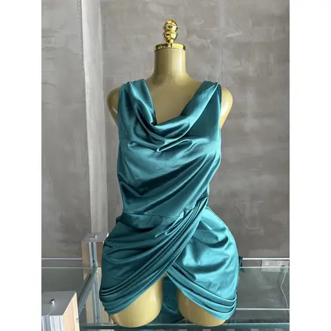 Women's Fitted Formal Deep V-Neck Knit Maxi Gown - Figure-Flattering, Thigh-High Hem, Elegant Prom Dress for Wedding Guest or Night Out, Women's Dresses
