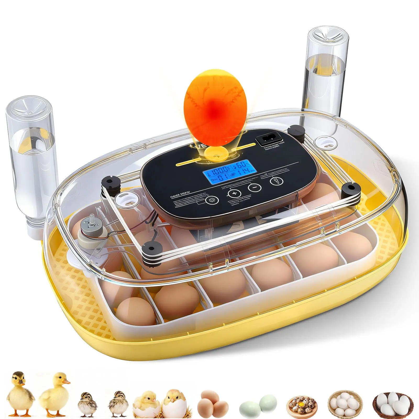 【DealsForYouDays】VEVOR 24 Egg Incubator, Automatic Egg Turner with LED Candler, Temperature Control & Humidity Display, 360° View Window, Auto Water Refill, Poultry Eggs Incubator for Hatching Chicks Ducks Goose Quai