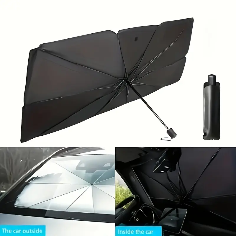 1 Pack Universal Car Windshield Sun Shade, Foldable Easy Install Auto Front Window Sun Visor, Heat Block Sun Protector for Sedans, SUVs & Trucks, Cool Car Interior Accessory Must-Have for Summer Travel & Camping