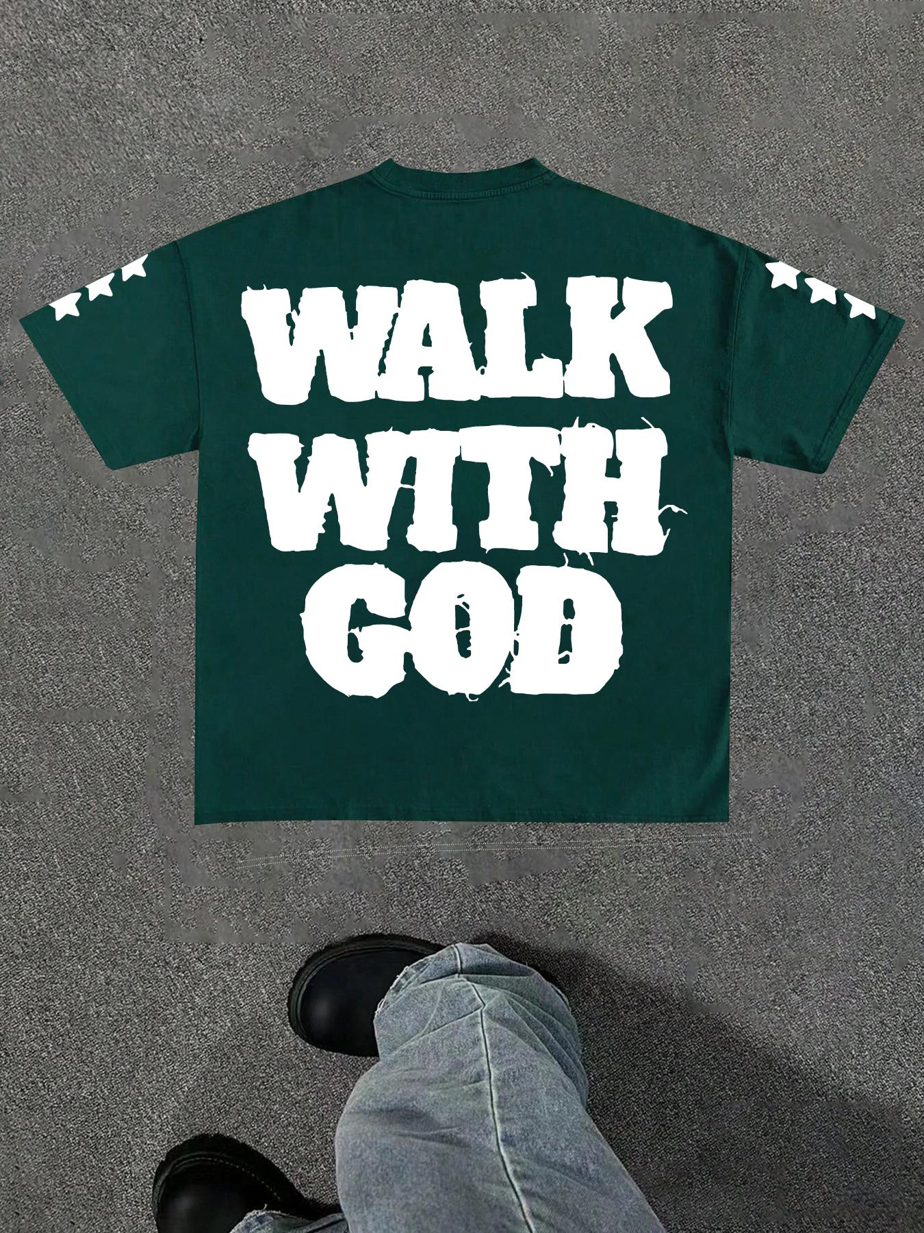 Men's Star & Letter Print Round Neck Tee, Regular Fit Casual Short Sleeve Crew Neck T-Shirt for Summer, Fashion Men's Top for Daily Wear, Casual Style Tee