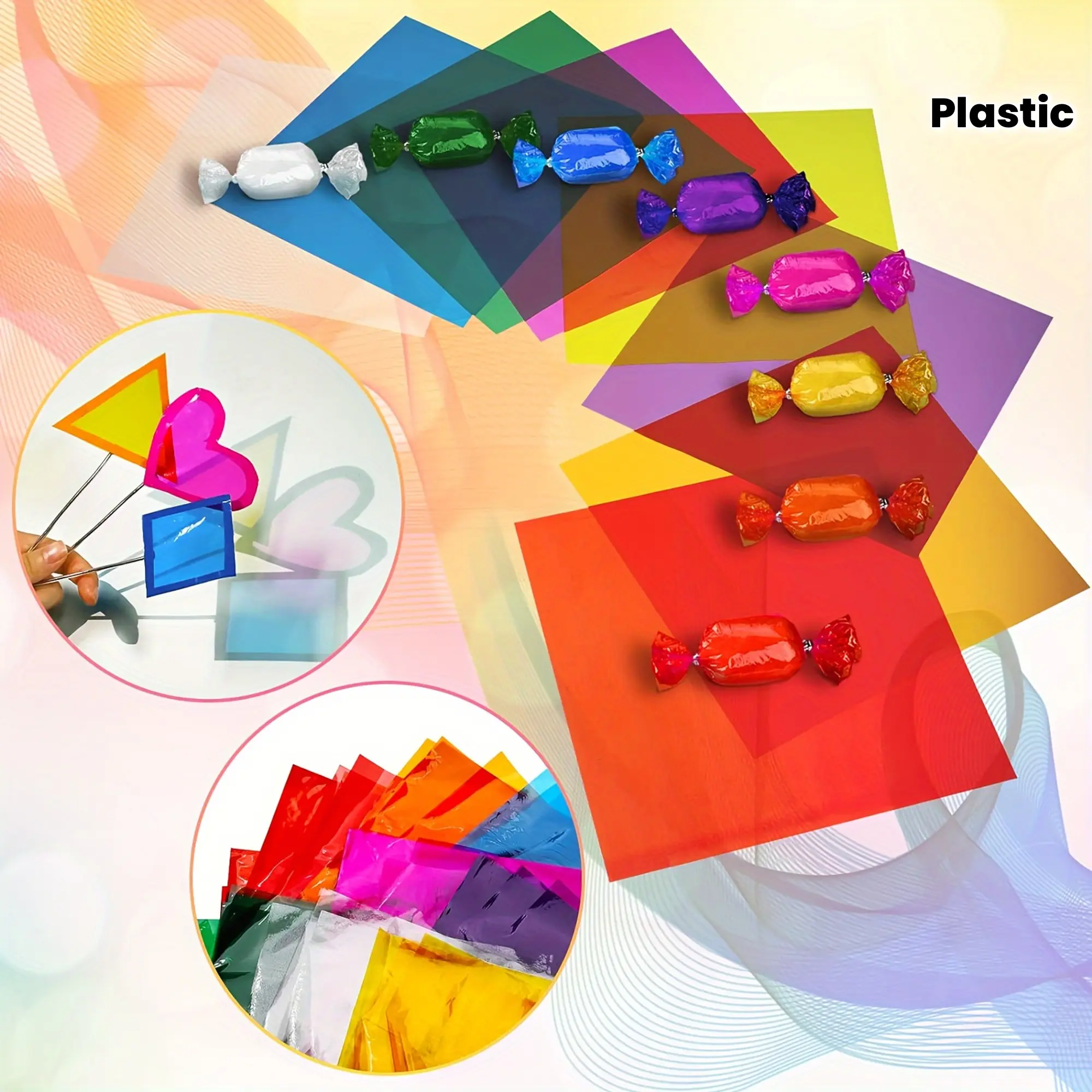 120pcs, (6.1"*6.1") Cellophane Wrapping Paper Colored Cellophane Cello Paper For Gift Baskets, Crafts, DIY Crafts Decoration