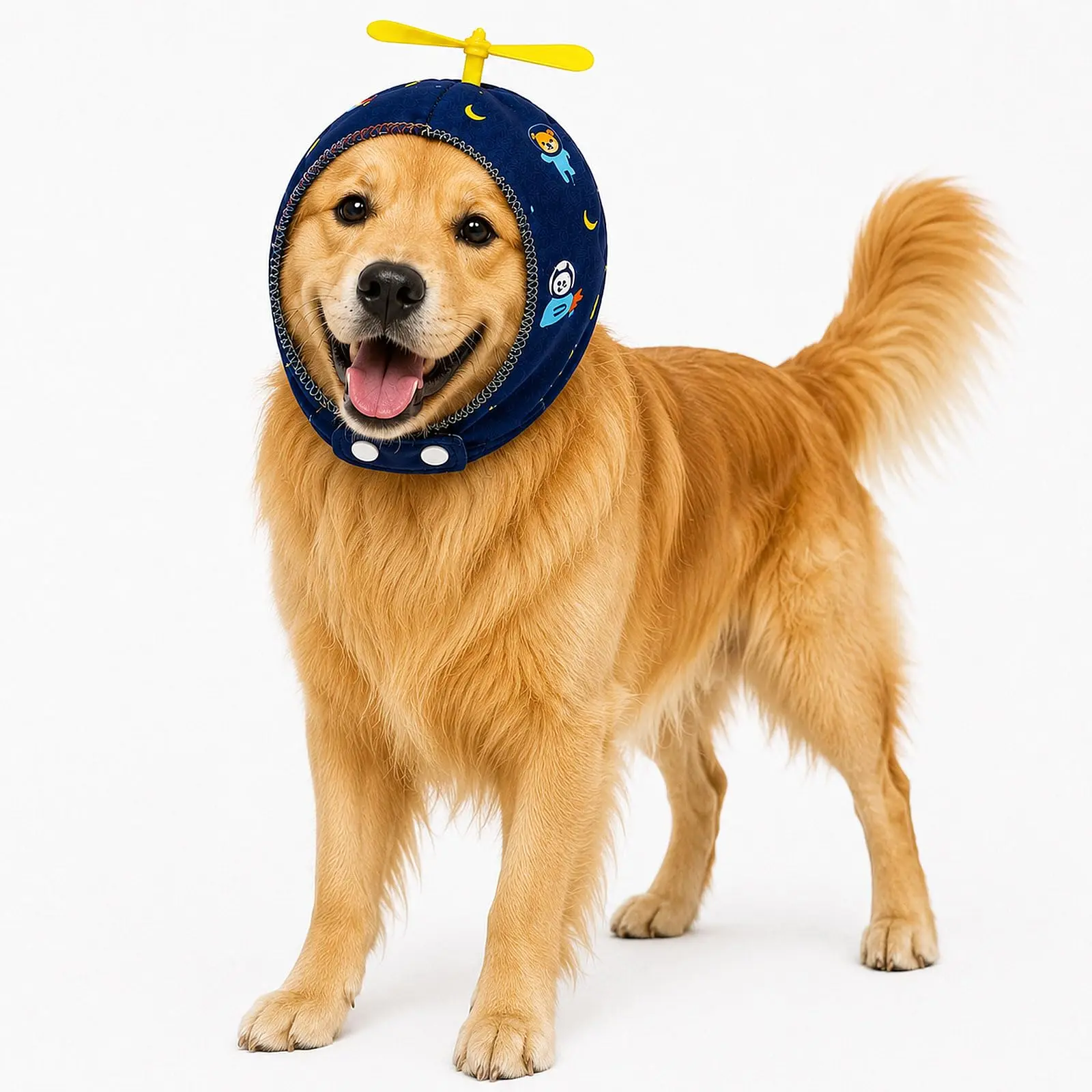 New dog decorative headgear, portable pet headgear for outdoor trips, themed printed pet accessory, cute dog pilot hat, adjustable and breathable pet hat, cute dog propeller hat, has a calming effect.