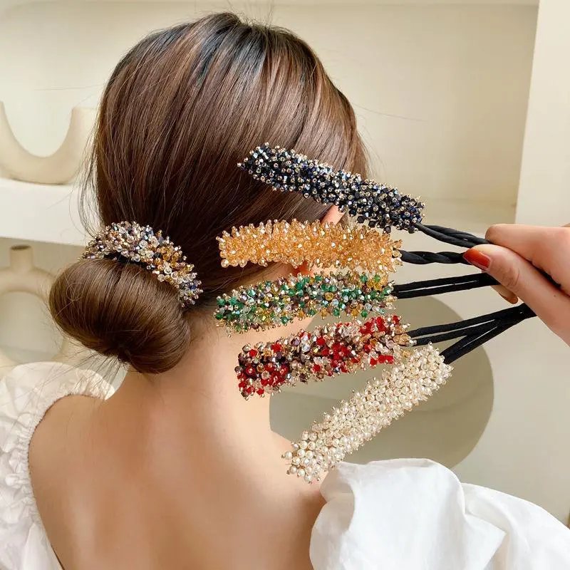 Crystal Hair Twister Lazy Hair Styling Tool, Easy Bun Maker Hair Accessory, Fluffy Chignon Hairpin for Up‑do Hairstyle