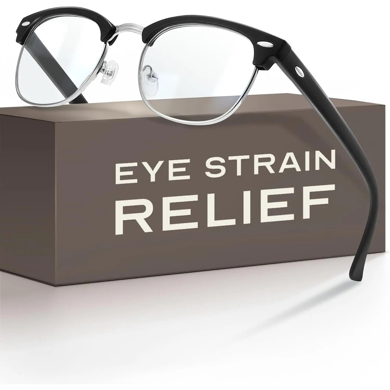 Blue Light Glasses for Men  - Gaming Blocking Anti  UV Clear Lens  Half Frame  Eyeglasses