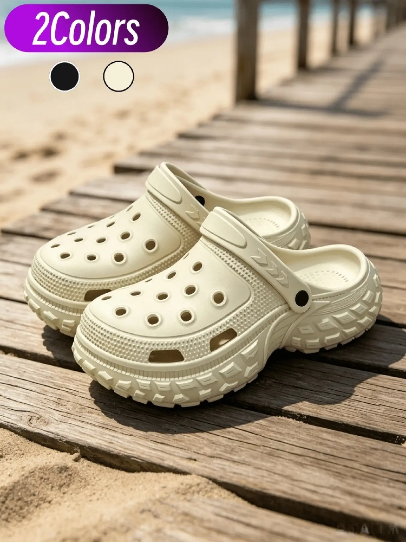 1 Pair Unisex Slip On Functional Clogs Mountain Off Road Thick Anti Slip Shock Absorption Rotatable Strap Dual Wear Camping Home Beach Car Wash