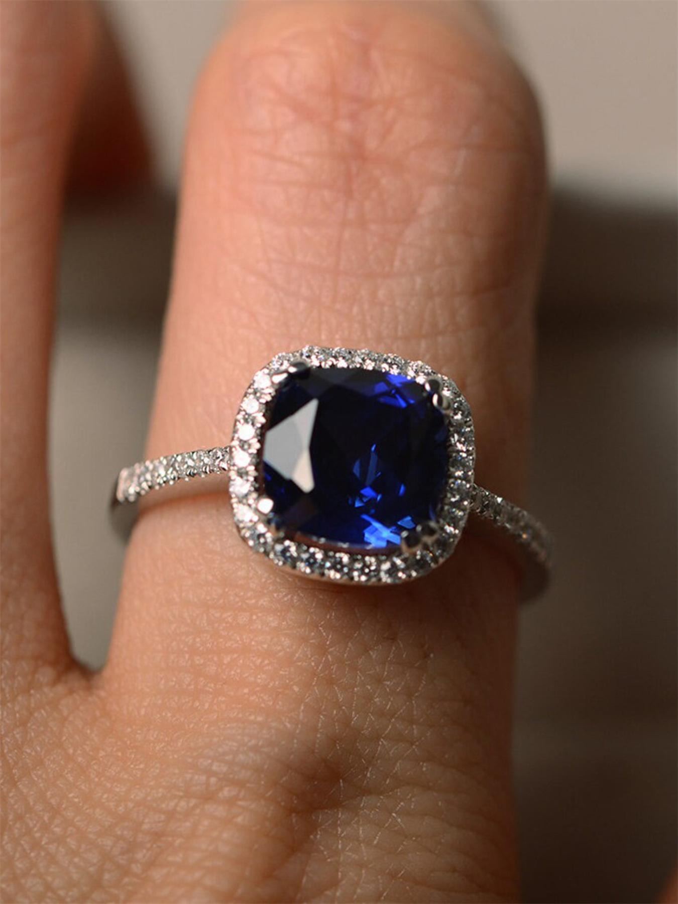 S925 Sterling Silver Rhinestone Decor Emerald Cut Solitaire Ring, Elegant Fashion Accessories for Women, Trendy All-match & Exquisite Jewelry for Birthday Gift, with Box