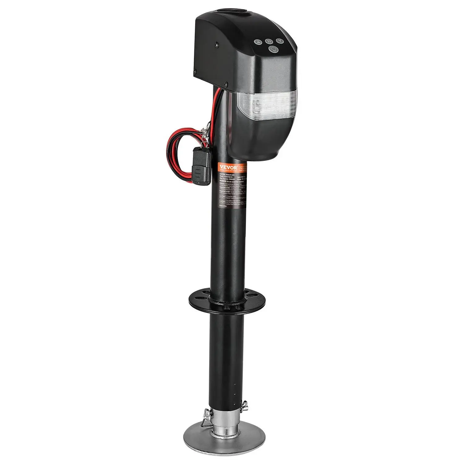 VEVOR 5000lb Electric Trailer Tongue Jack, Heavy Duty RV Electric Power Jack with 2-Way Connector, Remote Control, Crank Handle, Weatherproof Cap, 10"-28.3" Lift for Trailers, Campers