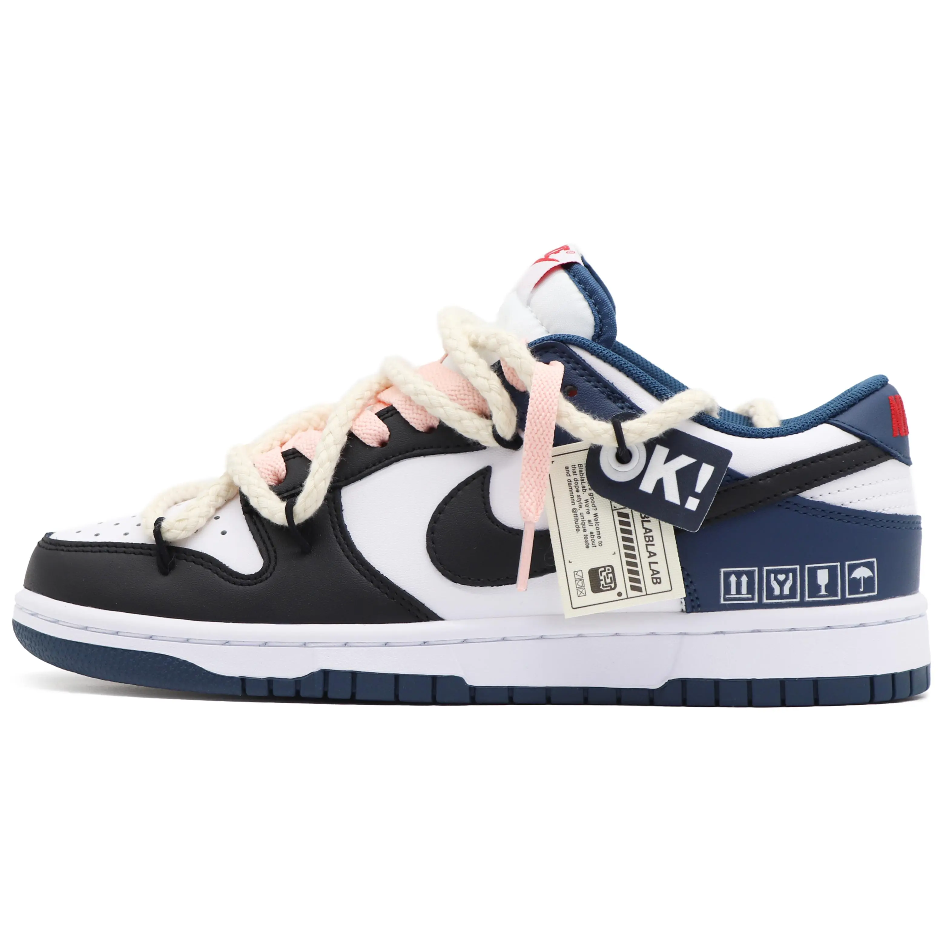 Nike Dunk Low Deep Sea BBL Obsidian High-Street Low-Top Sneakers for Men in Black White Blue Verifiable, with credentials and supporting global authentication