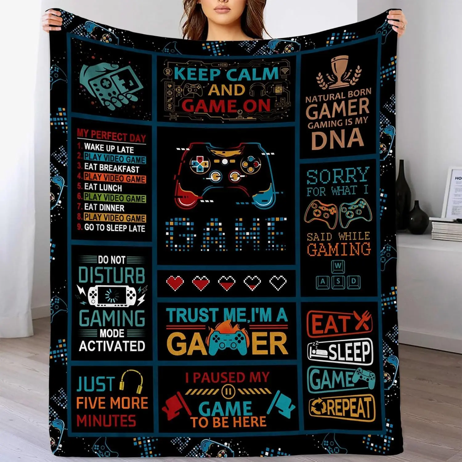 Gaming Blanket Game Flannel Throw Blanket for Fall Blanket Adult Decorative Blankets Funny Super Soft Cozy Blanket
