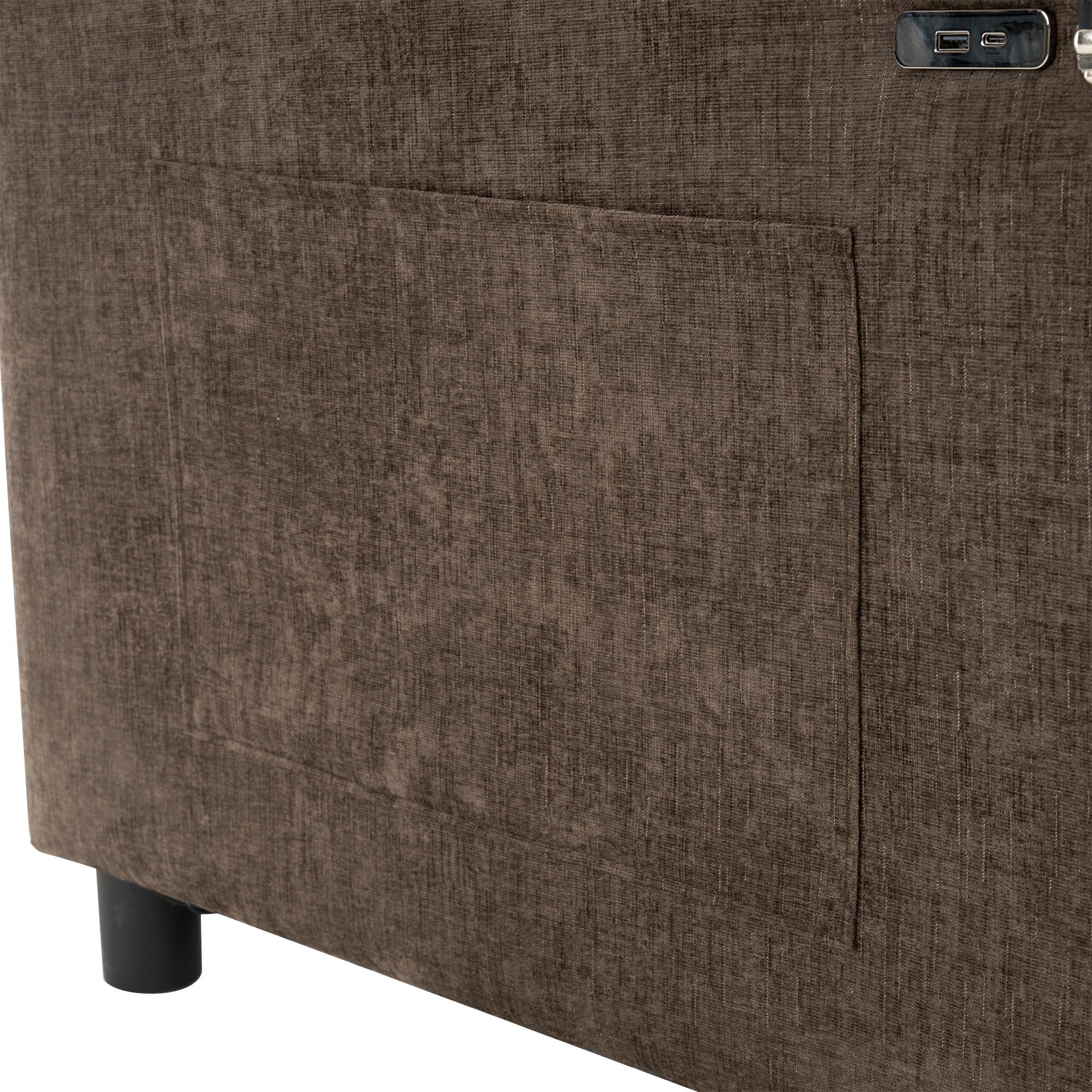 56.9" Loveseat Sofa Pull-out Sofa Bed Sleeper Sofa with A Reversible Backrest Cushion, Side Pockets, Two USB Ports and A Phone Holder for Living Room, Brown