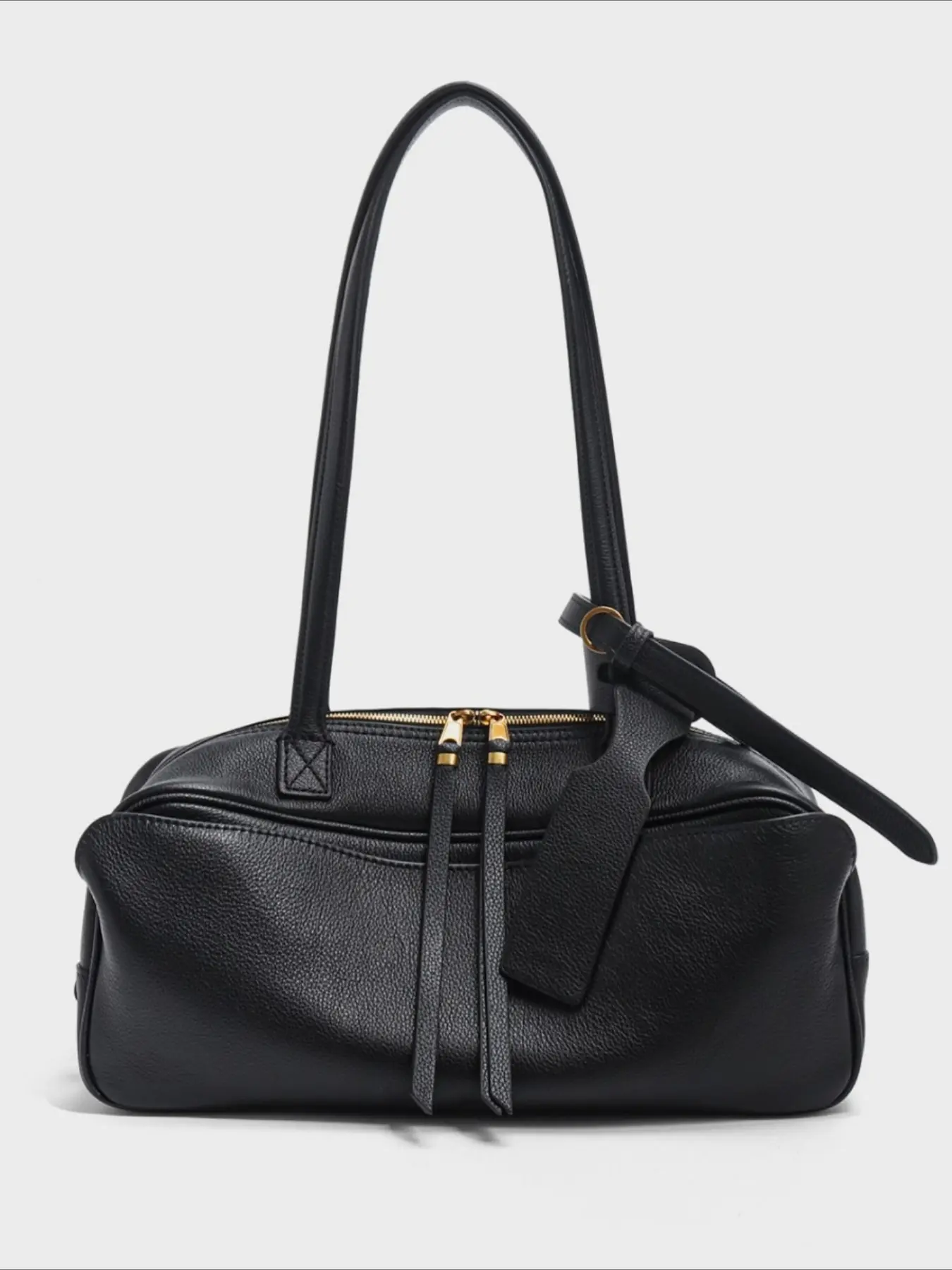 The first layer of cowhide underarm tote bag women's new leather Boston bowling bag versatile casual shoulder women's bag