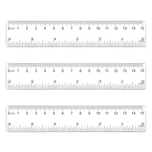 3 Pack 6 Inch Clear Small Straight Rulers, Dual Centimeter & Inch Scale Shatterproof Plastic Measuring Tools for School, Office & Home