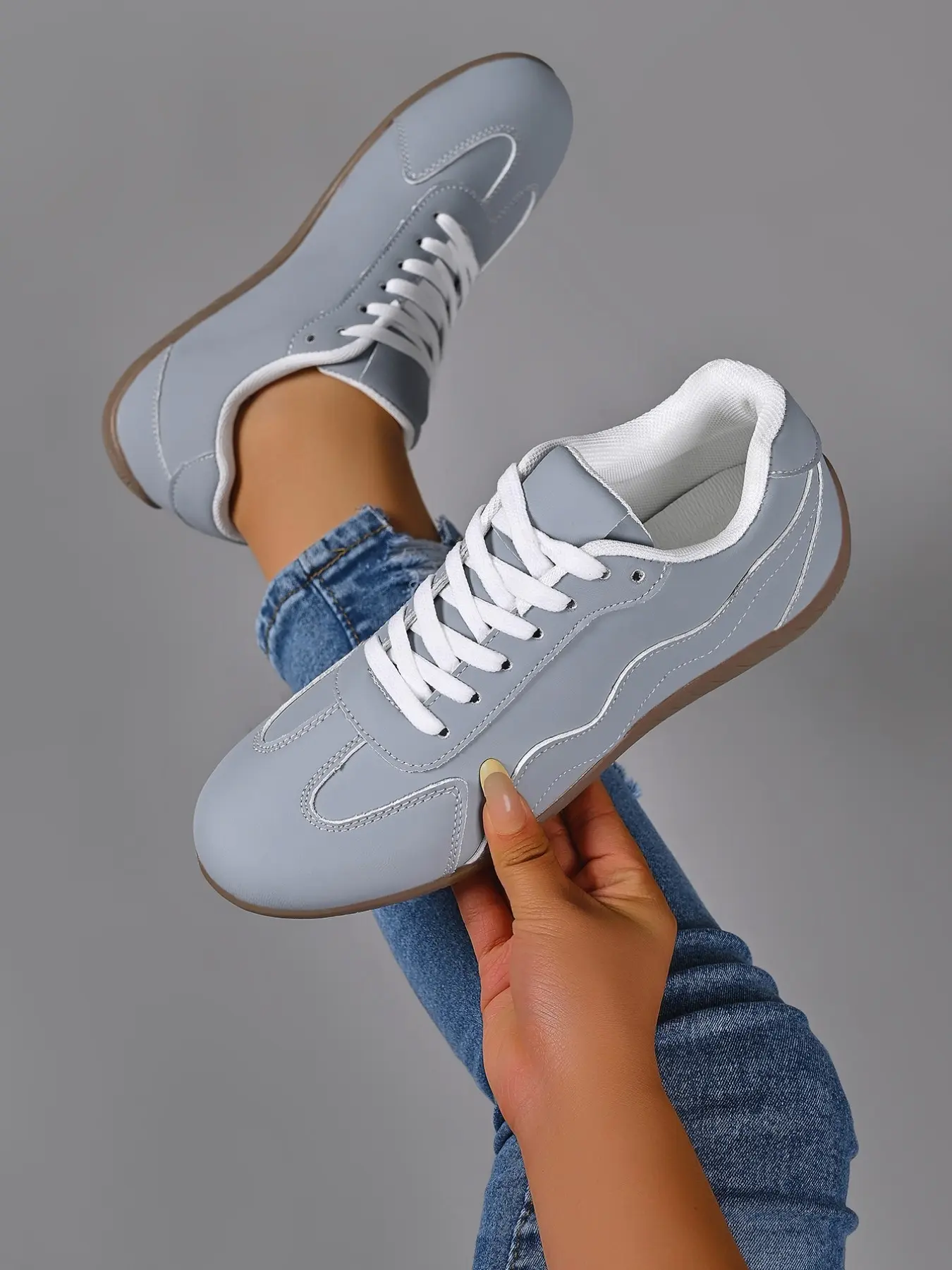 Spring Summer Versatile Bright Retro Agony Shoes, Soft Leather Low Top Lace-Up Sneakers, Anti-Slip Flat Women's Shoes