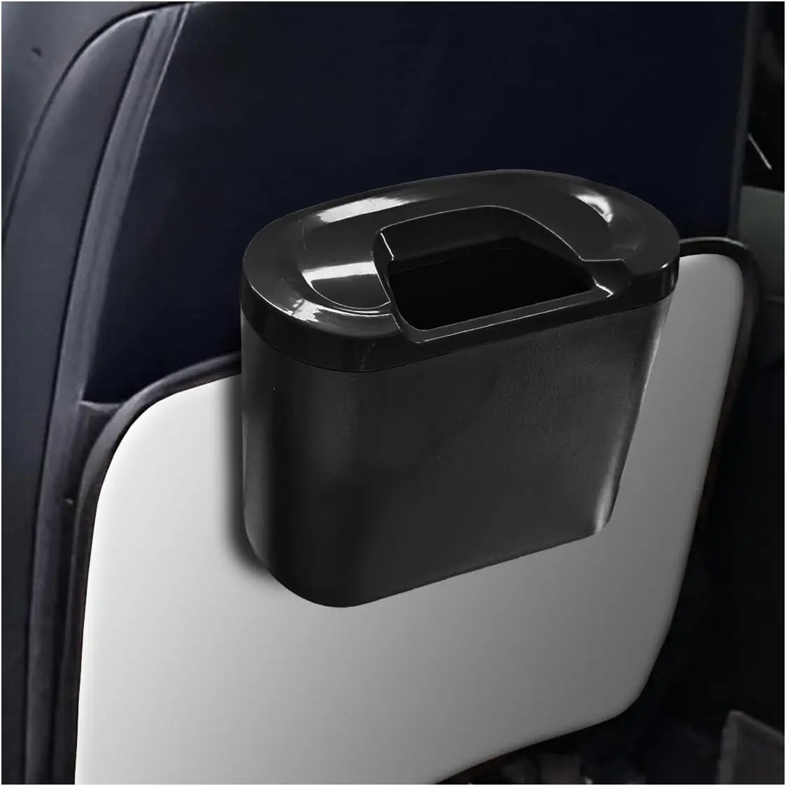 Trash Can with Lid, Multipurpose Leakproof   Garbage Bin, Mini  Dustbin Container, Essentials Automotive Interior Storage Organizer Accessories for Road Trip (Black)