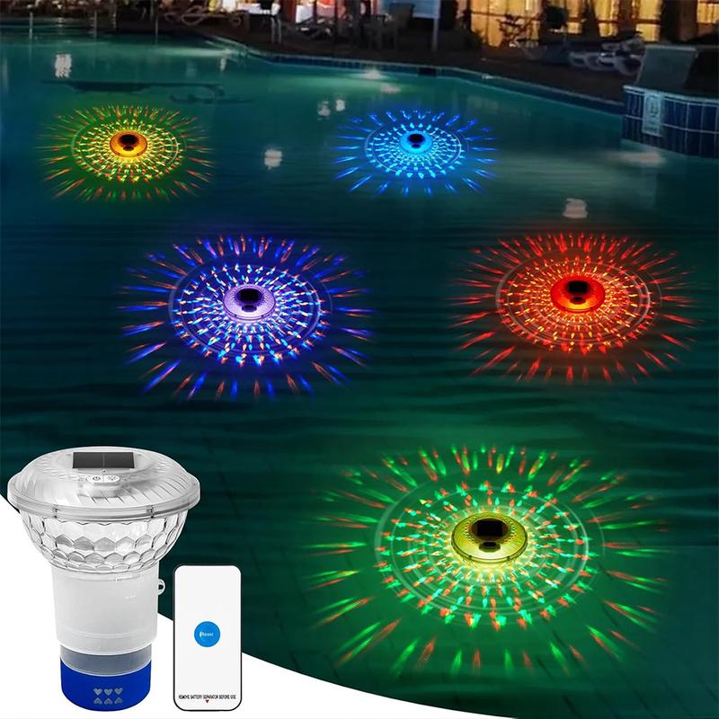 Solar Powered Pool Chlorine Floater with Colorful Lights for Nighttime Ambiance