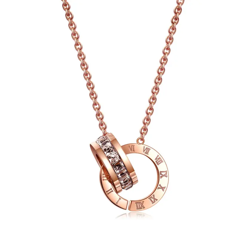 Women's Lightweight Titanium Steel Clavicle Chain - European-Style Non-Fading Jewelry with Hammered Geometric Buckle Pendant