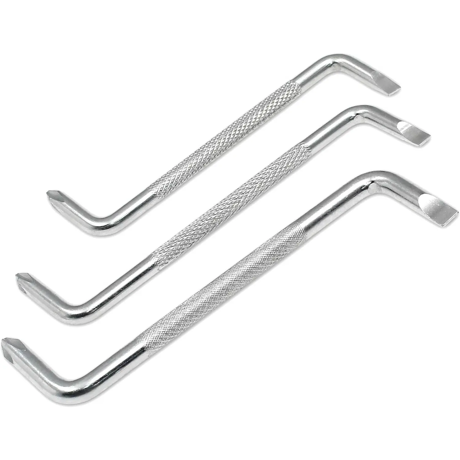 3-Count Offset Right Angle Screwdriver Set - Chrome Steel, Heat-Treated, Double Side Tip, Z-Shaped Grip for Tough Spots (Phillips & Flat Head)