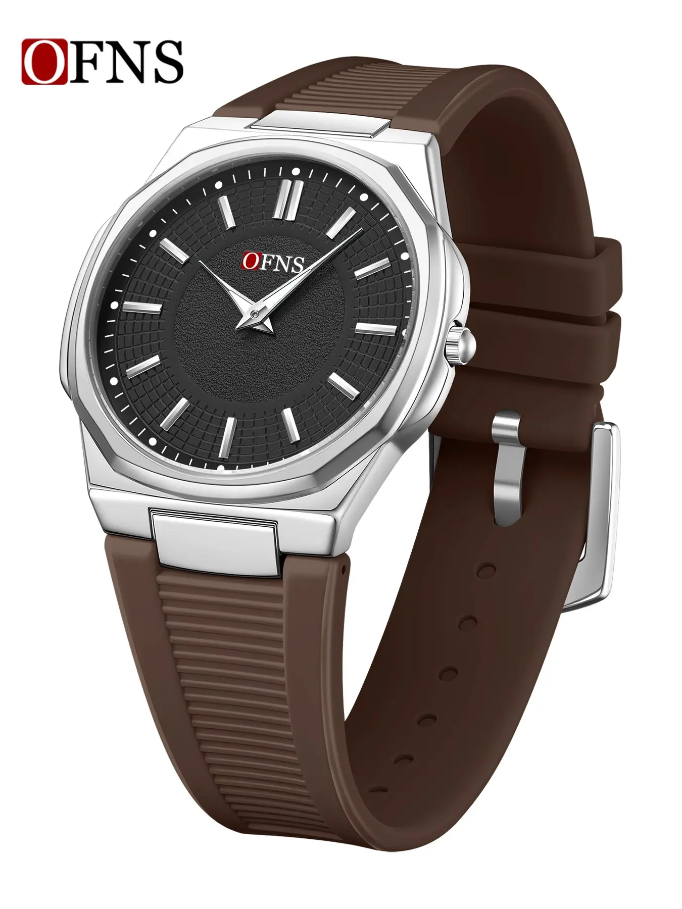 Ofns Simple Square Watch, Arabic Numerals, Three Hands, Unisex Casual Fashion, Waterproof Quartz Watch, All Seasons
