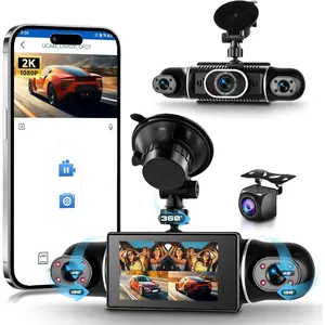 4  360  Cam Front Rear Inside Left Right 3 Inch    Camera with WiFi Night Vision Motion Detection 24H Parking Mode Loop Recording Reverse  Without 64G TF Card
