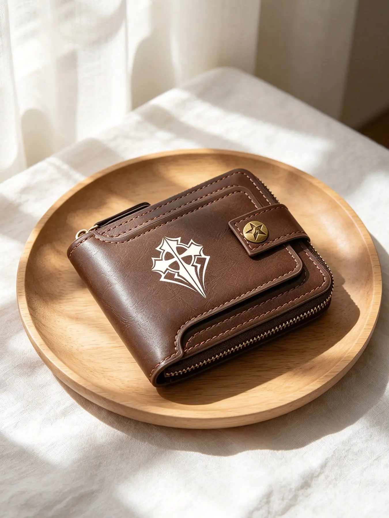 Cross Print Men's Short Wallet with Zipper, Multi-Card Holder, Large Capacity Credit Card Case, Portable Business Travel, Gift for Thanksgiving Christmas
