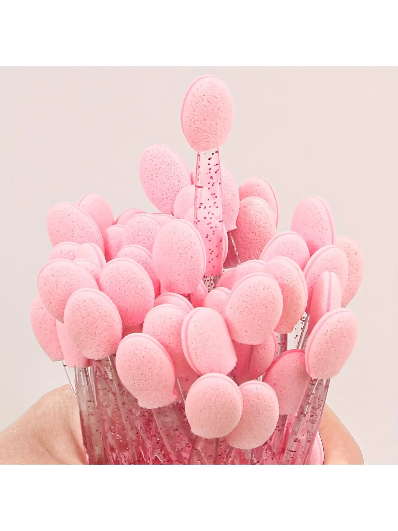 50Pcs Pink Nail Sponge Sticks, Multi-purpose Sponge Applicators for Nail Art & Eyeshadow, Mirror Effect Nail Sponge Brushes