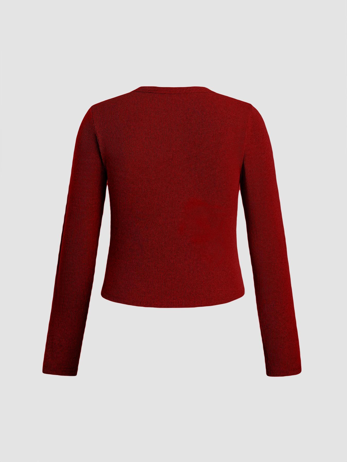 【Plus Size】 Solid Color Ribbed Button Front Cardigan, Casual Long Sleeve Round Neck Knitwear for Spring & Fall, Women's Tops for Daily Wear