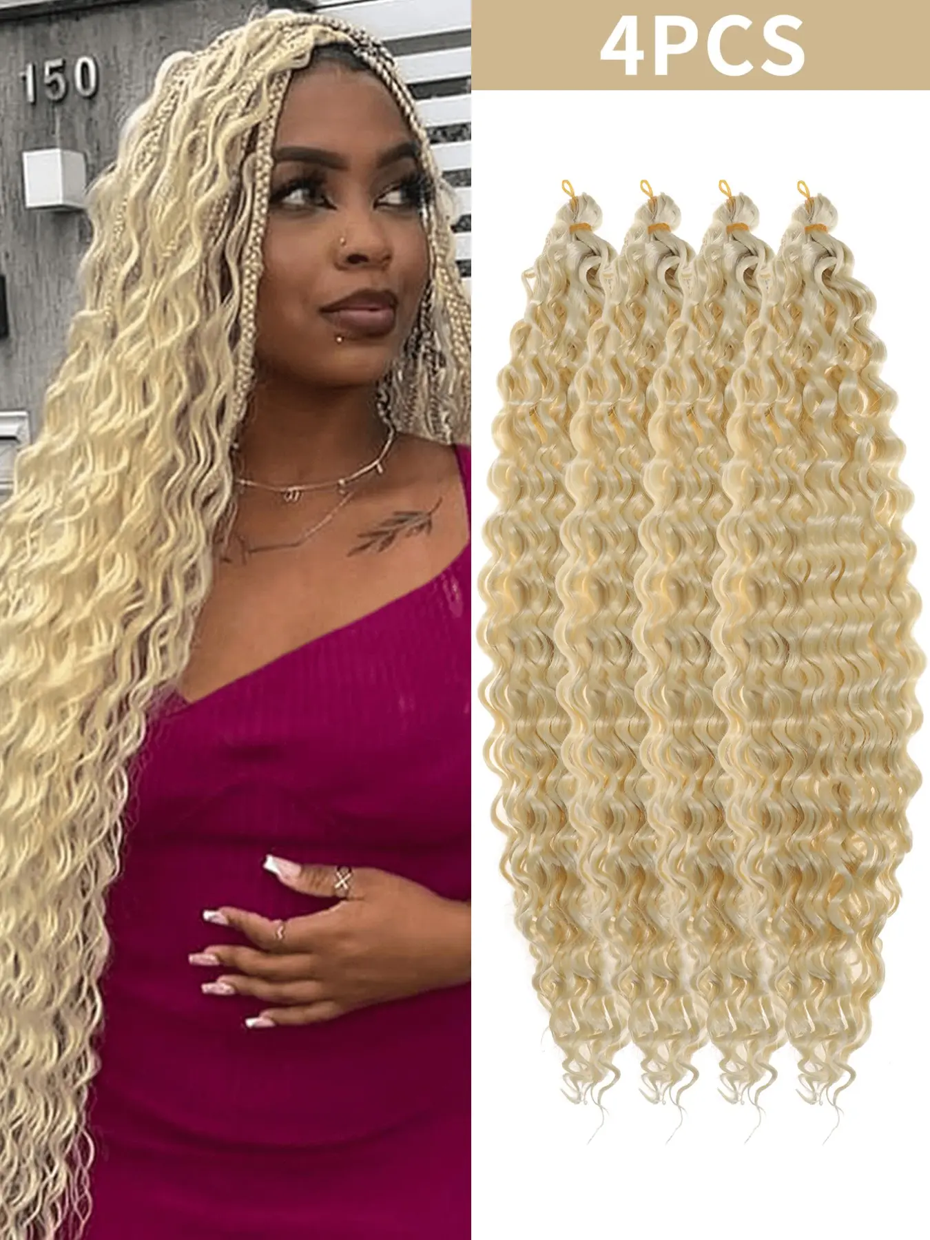 20/30 inch, Soft Ocean Wave Crochet Hair, Brown/Black Options, Deep Wave Twist Braid Crochet Extensions, Curly Braiding Hair, 4 Packs Long Water Wavy Braids, Synthetic Hair for Women, Synthetic Hairpieces, Christmas, New Year, Carnival, Music Festivals