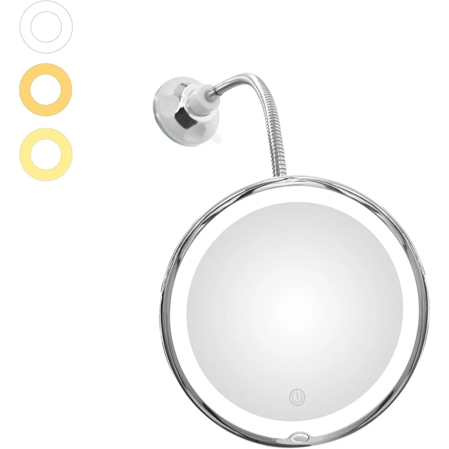 Upgraded Flexible Gooseneck LED 10X Magnifying Makeup Mirror with 3 Dimmable Color Light Settings, Locking Suction Cup and 360° Swivel, Portable Cordless Travel and  Bathroom  Mirror