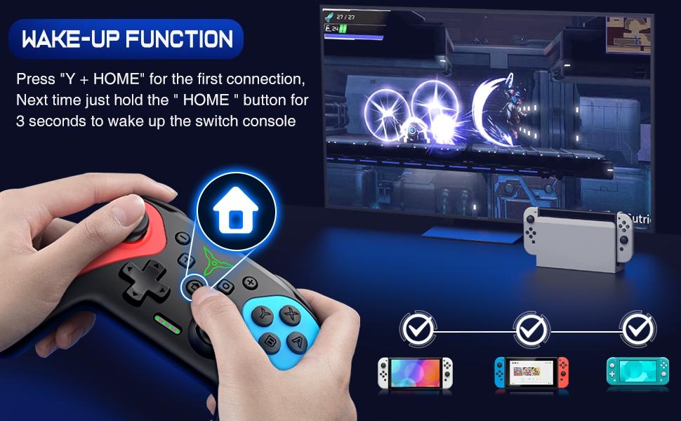 Wireless Switch Controller for Nintendo Switch/Lite/Switch OLED Controller, Switch Controller with a Mouse Touch Feeling on Back Buttons, Extra Switch Pro Controller with Wake-up,Programmable, Turbo functions