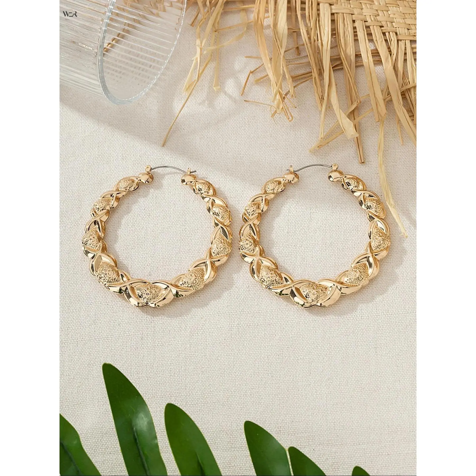 Women's Gold Twisted Braided Rope Geometric Hoop Earrings - 16.8g, 6.3cm, Bold Chunky Elegant Stylish Trendy Lightweight Versatile Fashion Jewelry, for Daily Wear Evening Special Occasion, Perfect Gift, No Warning Applicable, Female, Party, One Size Fits