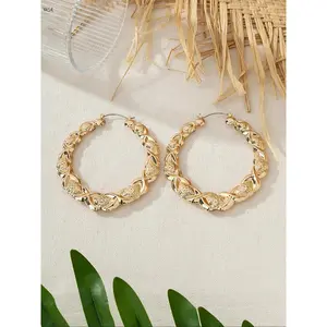 Gold Twisted Hoop Earrings Braided Rope Statement Lightweight Feminine Daily Wear Special Occasion Perfect Gift Women Girls Versatile Fashion Jewelry Accessory Bold Chunky Elegant Stylish Trendy Summer Spring Look