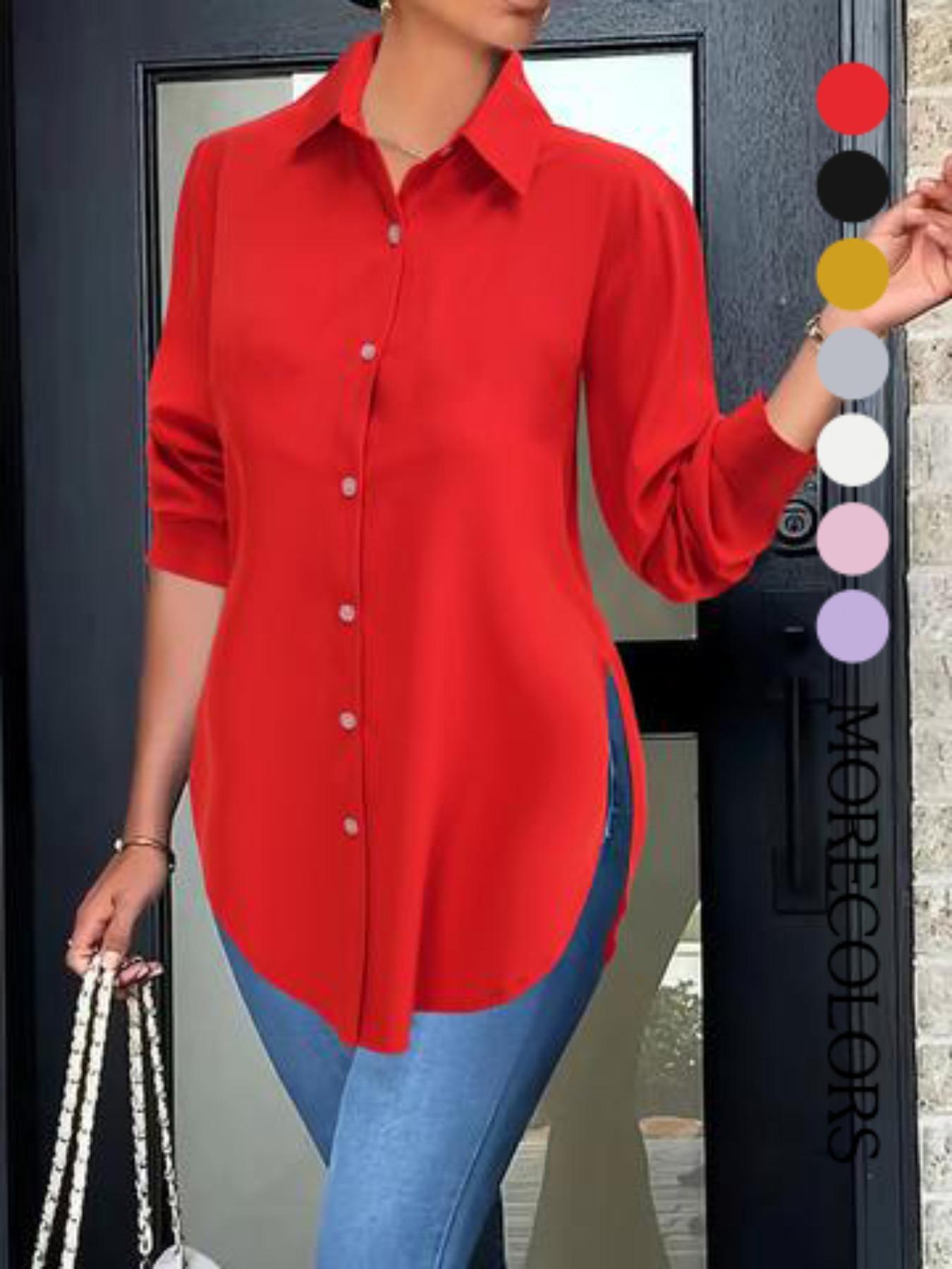Elegant Fashion Women's Collared Long Sleeve Shirt, Fitted Outer Shell, Moderate Fabric Thickness, Casual Style, Spring & Fall Wear Elegant Fashion Women's Collared Long Sleeve Shirt, Fitted Outer Shell, Moderate Fabric Thickness, Casual Style, Spring & Fall Wear
