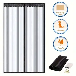 Magnetic mosquito screen doors, insect screen windows, worry free installation for homes, balconies, terraces, and gardens (black)