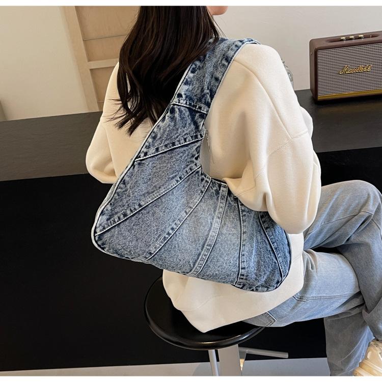 Fashionable Denim Shoulder Bag for Women – New Trendy Design for Cool Girls – Small Casual & Practical Everyday Armhole Bag
