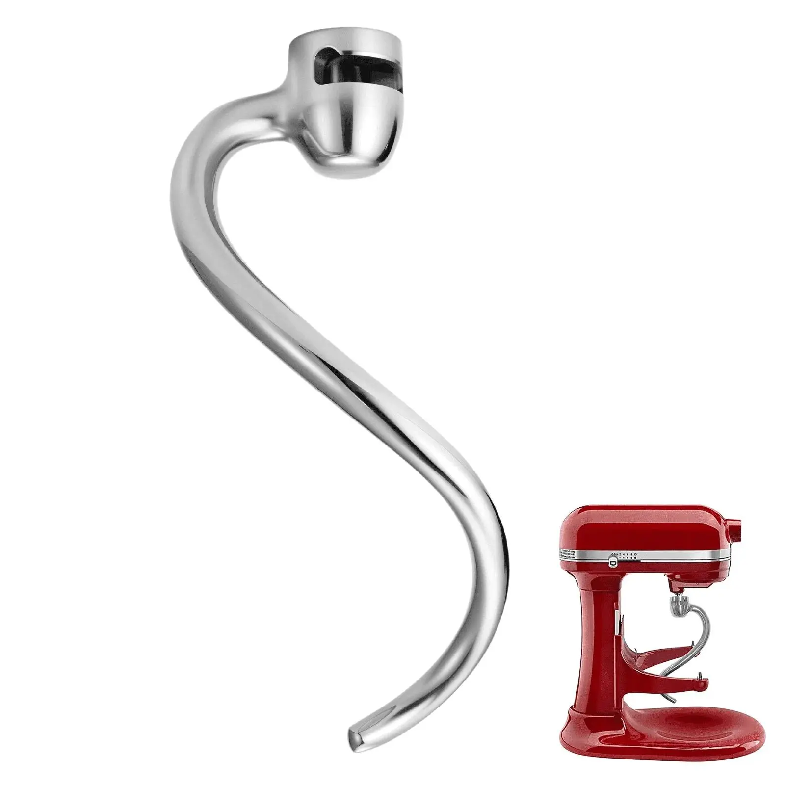 Stainless Steel Dough Hook Attachment Compatible with KitchenAid 6 Quart Bowl-Lift Stand Mixer