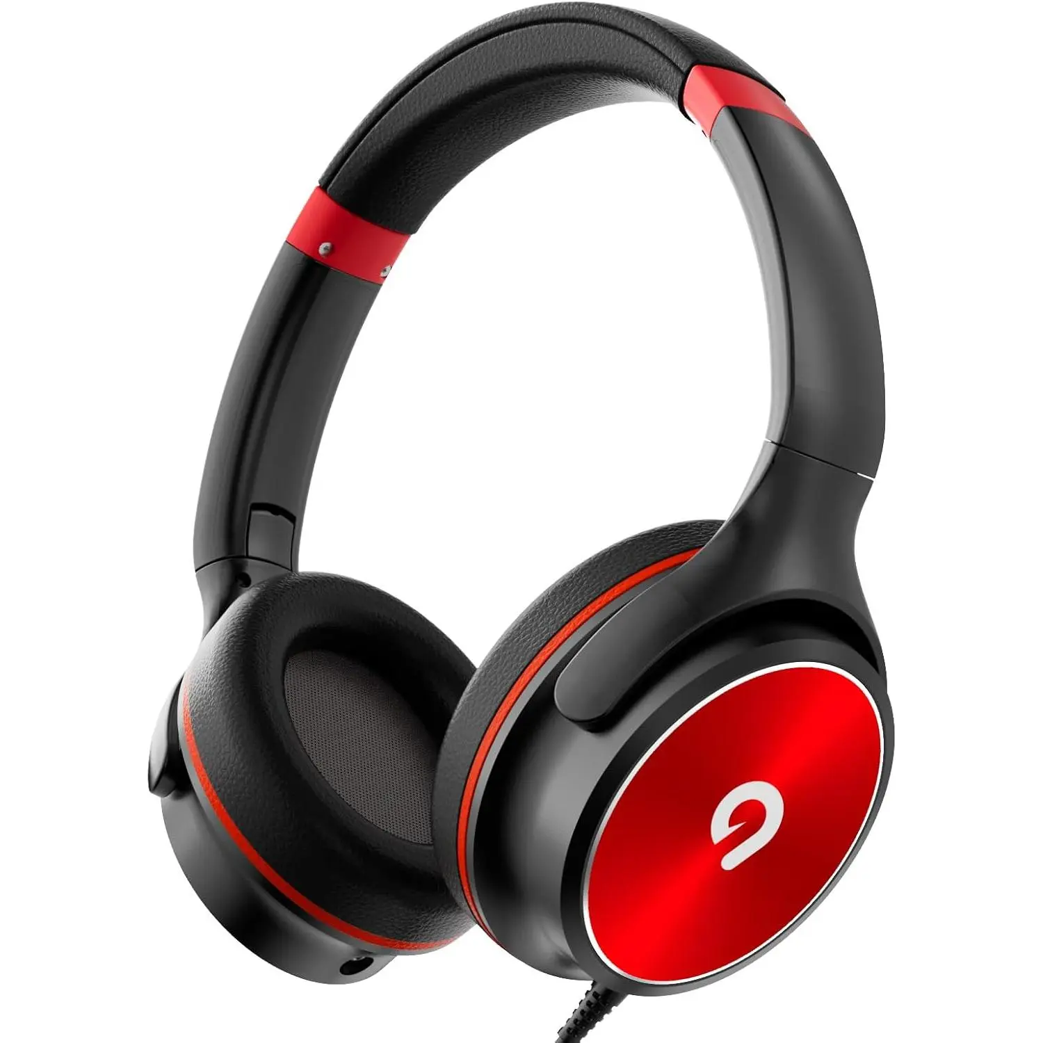 Headphones with Safe 85dB/94dB Volume Limiter for Teen and Boys, Foldable  Stereo Sound Headset for Kindle /fire Tablet/iPad/Laptop, Headphones with Microphone (Black-red), Adjustable, Durable, Adapter, Device