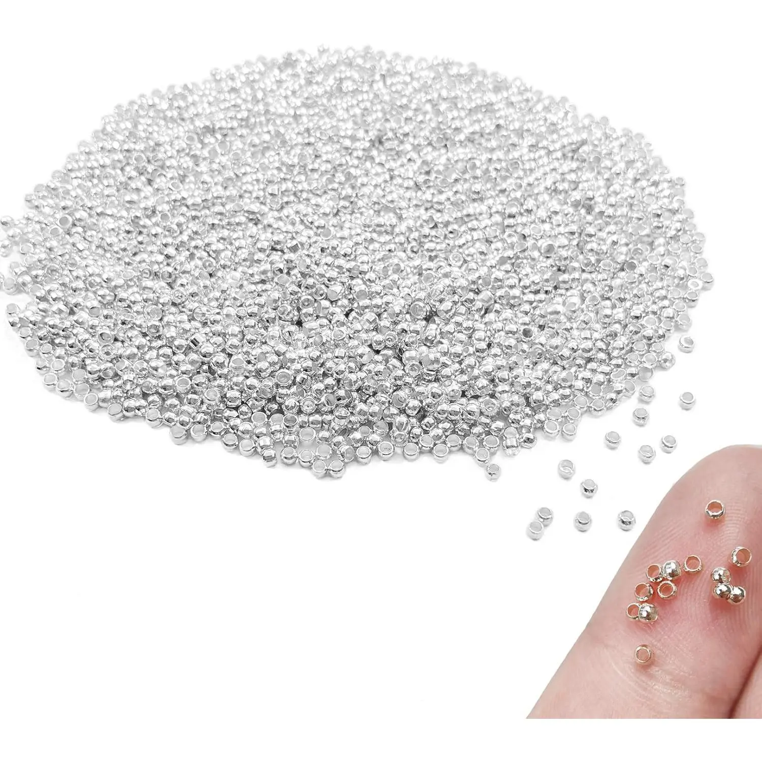4000 count 2mm Metal Round Crimp Beads Spacer Stoppers Beads Clamp Ends Metal Bead Spacers for DIY Bracelet  Making ()