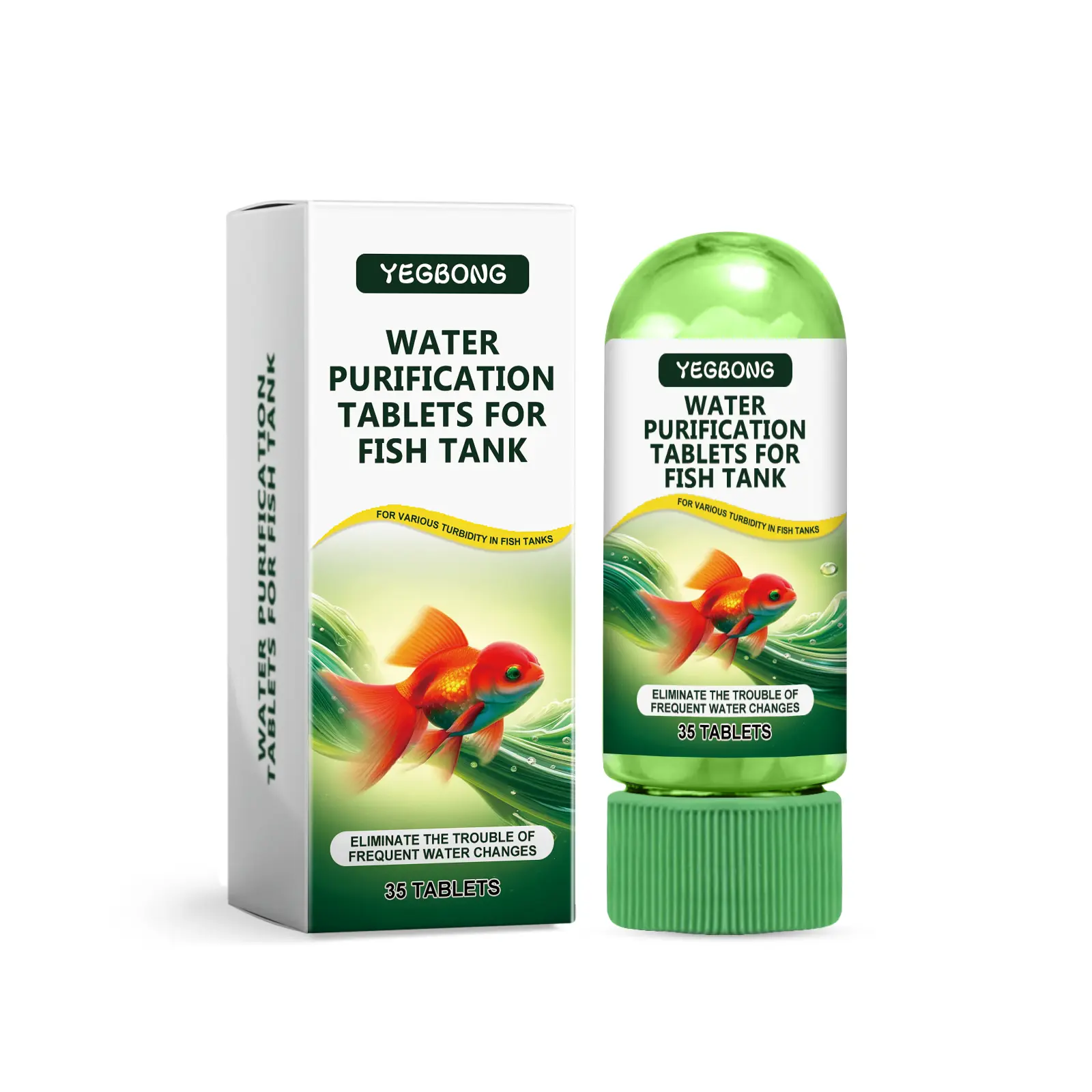 Yegbong Aquarium Water Purification Tablets, Odor & Algae Stain Remover, Sludge Cleaner for Fish Tanks & Ponds, Fast Clear Cloudy Water Safe for Fish & Aquatic Plants