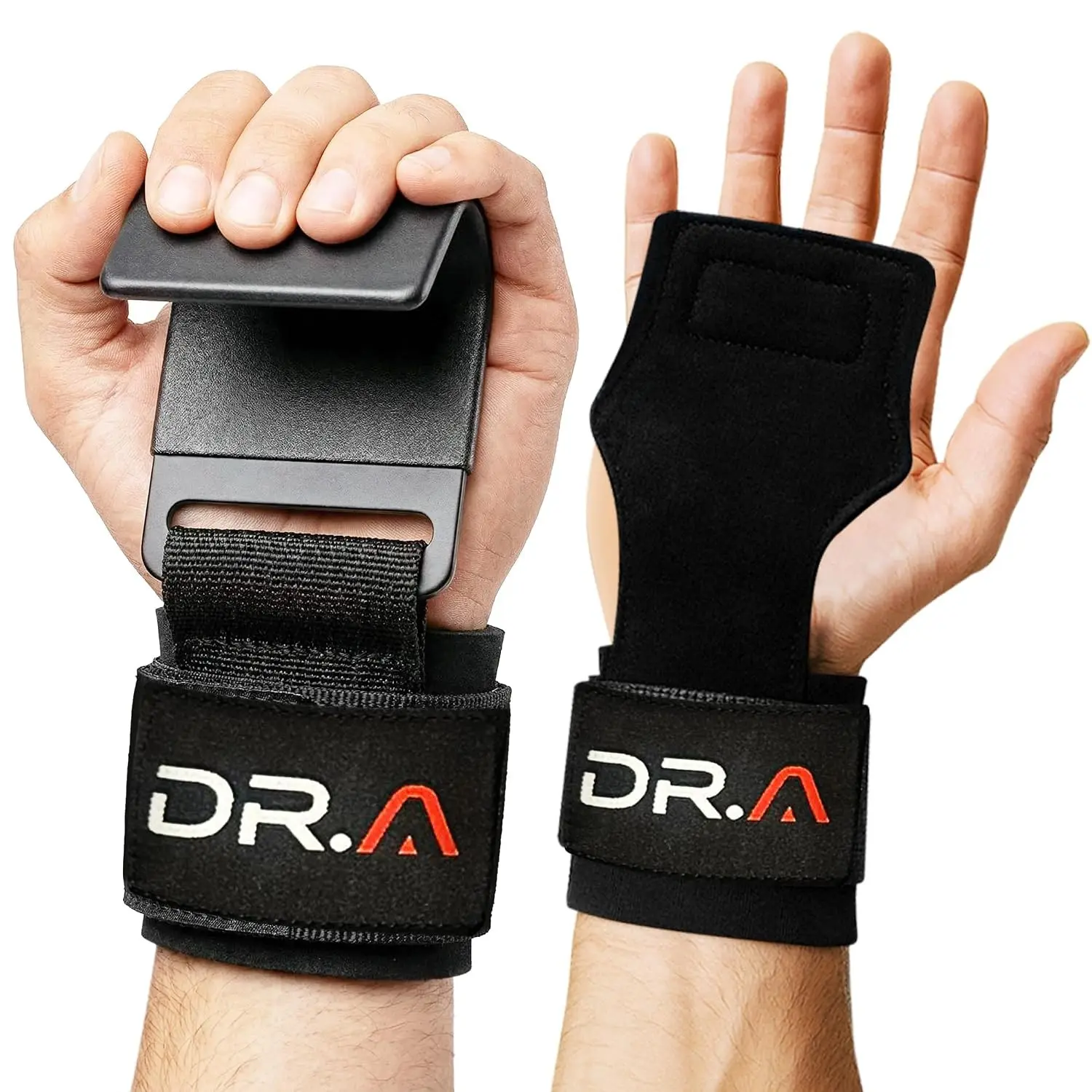 Doctor Developed 3-in-1 Lifting Straps, Hooks & Wrist Wraps - Switch Between Modes in Seconds - Heavy Duty Grips for Bodybuilding, Powerlifting, Deadlifts, Pull-Ups & Rows (Pair, Black)Gift
