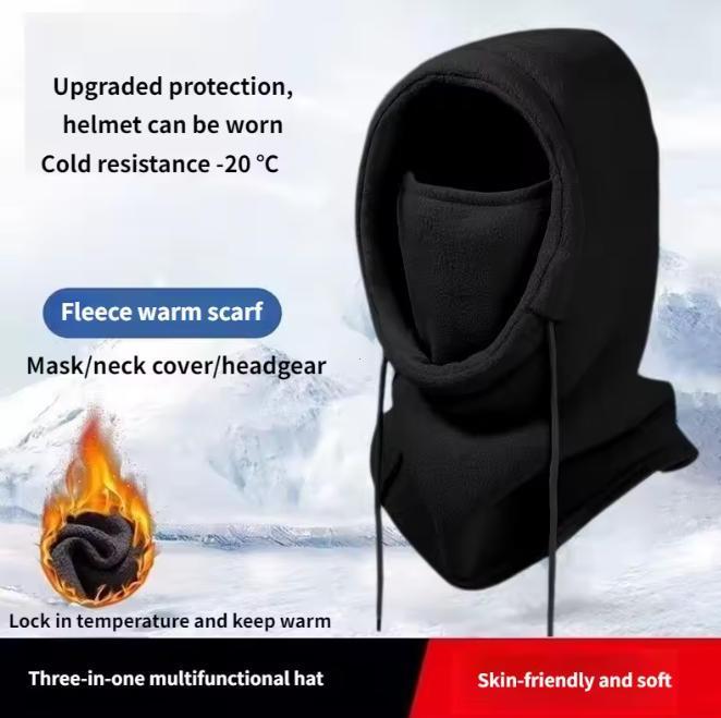 Warm Fleece Balaclava for Men Women Winter Face Mask Neck Warmer Hooded Cap Windproof Thermal Head Cover Beanies Bandana Cold Resistance -20°C Cotton Material