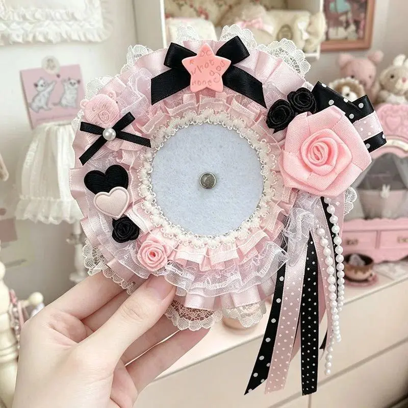 Ita Bag Accessories Rose Badge Holder Idol Photo Display Ita Bag Decoration 58mm Inner Bag Pearl Lace Y2K Cardholder Card Cover