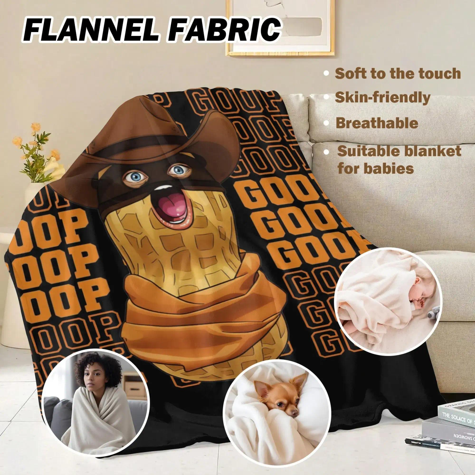 Goop Goop Cowboy Peanut Viral Meme Black Background Print Blanket Soft Cozy Leisure Warm Bed Blanket for Couch & Bedroom, Flannel & Fleece Throw Blankets, Funny, Trendy, Colorful, Ideal Gift for Meme Lovers & Pop Culture Fans.